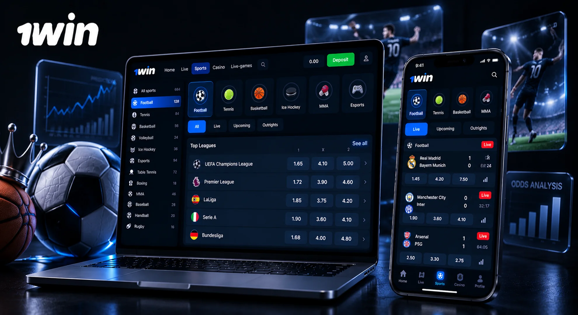 Sports betting predictions at 1win Betwave with event forecasts, odds analysis and insights across major sports