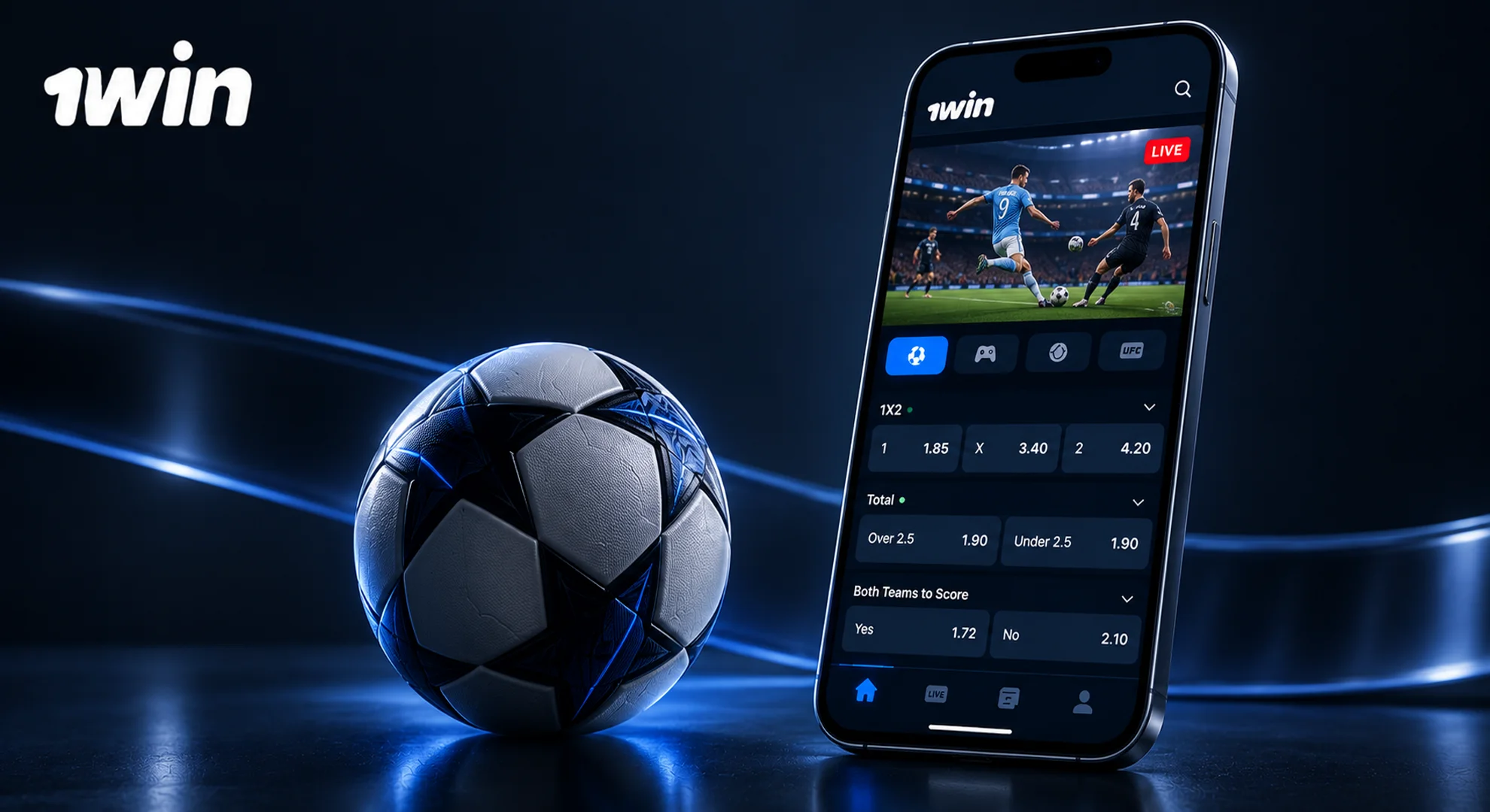 1win Football betting with live odds, pre-match markets and popular football leagues and tournaments