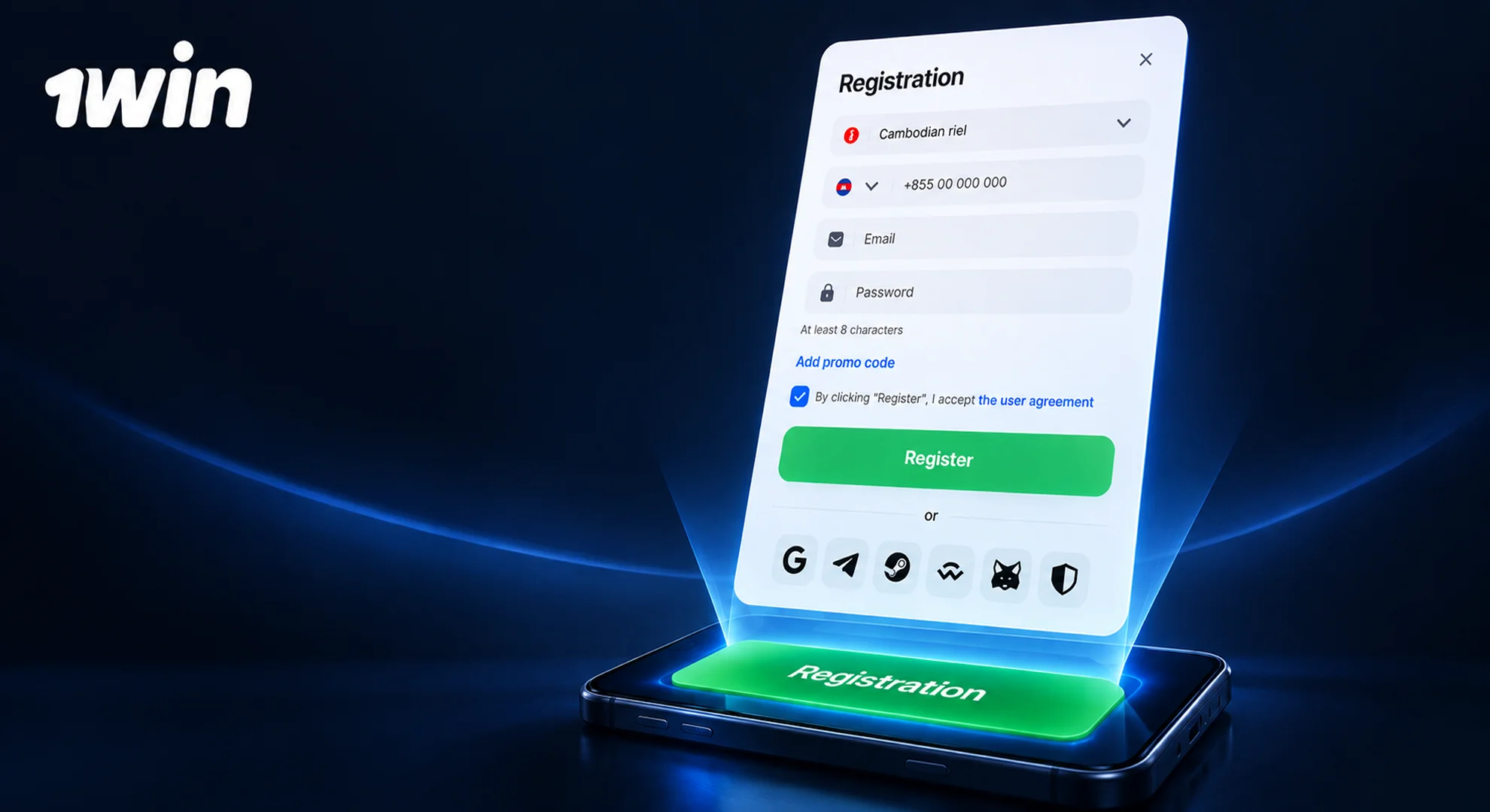 Register at 1win Cambodia with a simple sign-up form, local account settings and secure player access