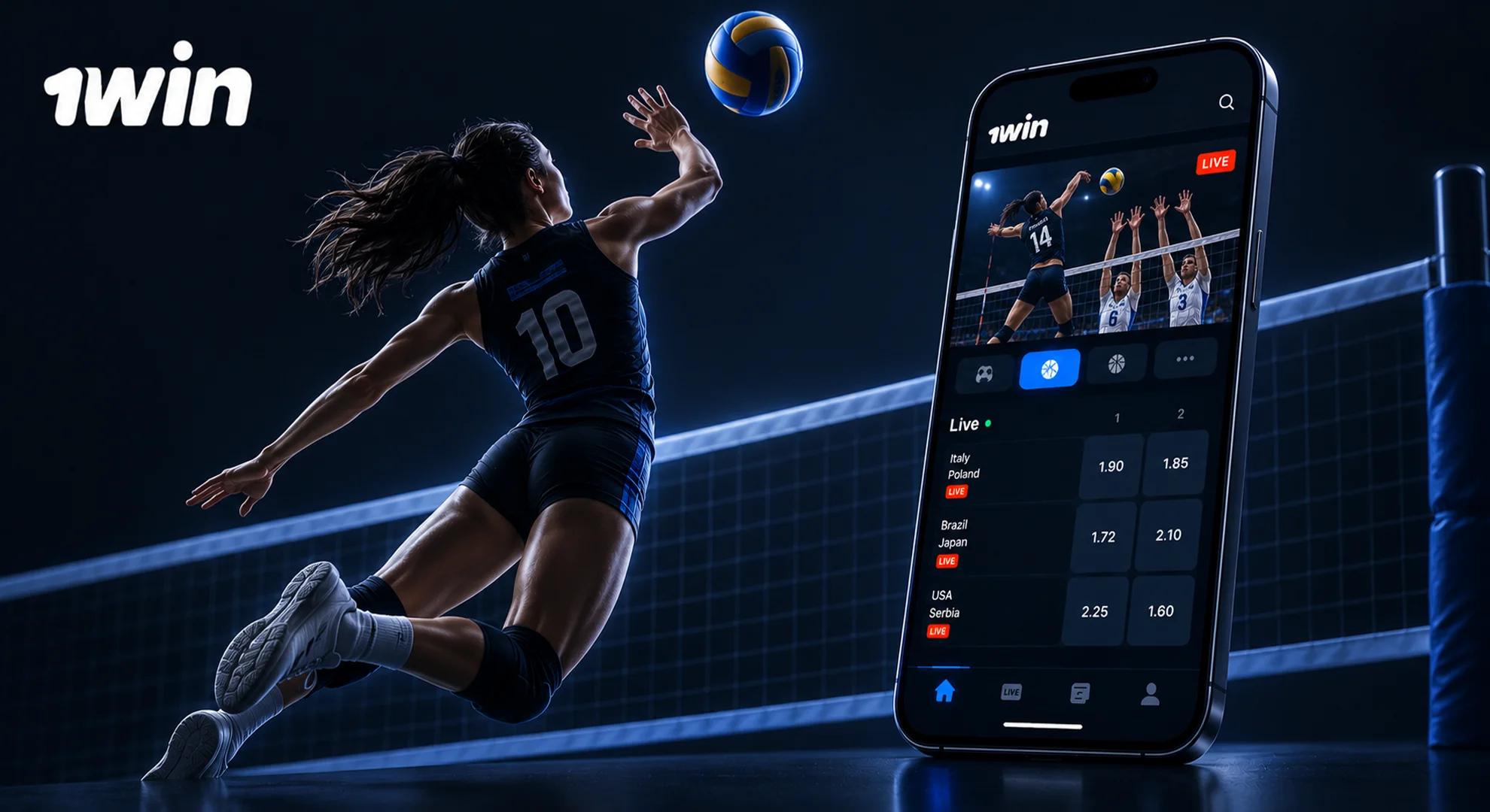 1win Volleyball betting with live odds, pre-match markets and popular volleyball leagues and tournaments